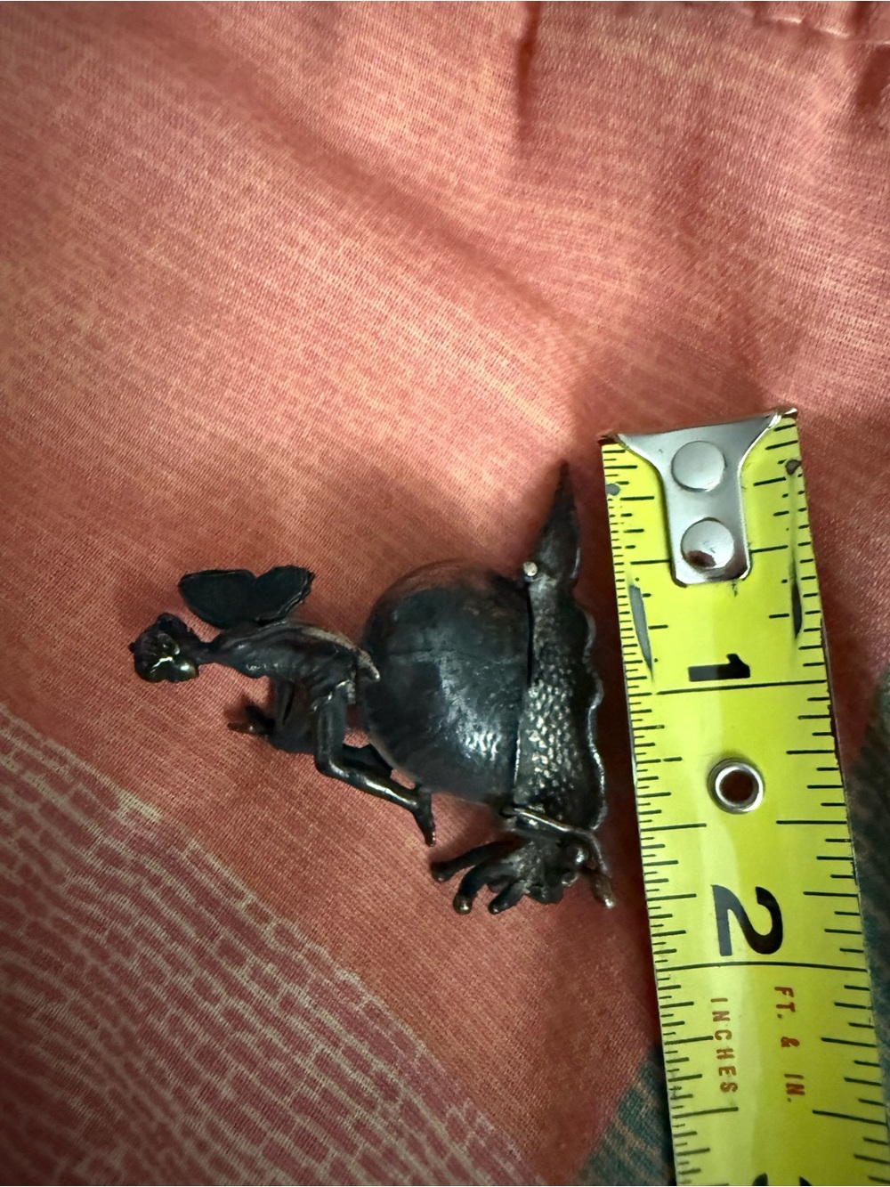VTGE Mini Cast Metal Fairy Riding Snail Figurine Hinged Trinket Box, Marked B219 - Picture 8 of 9